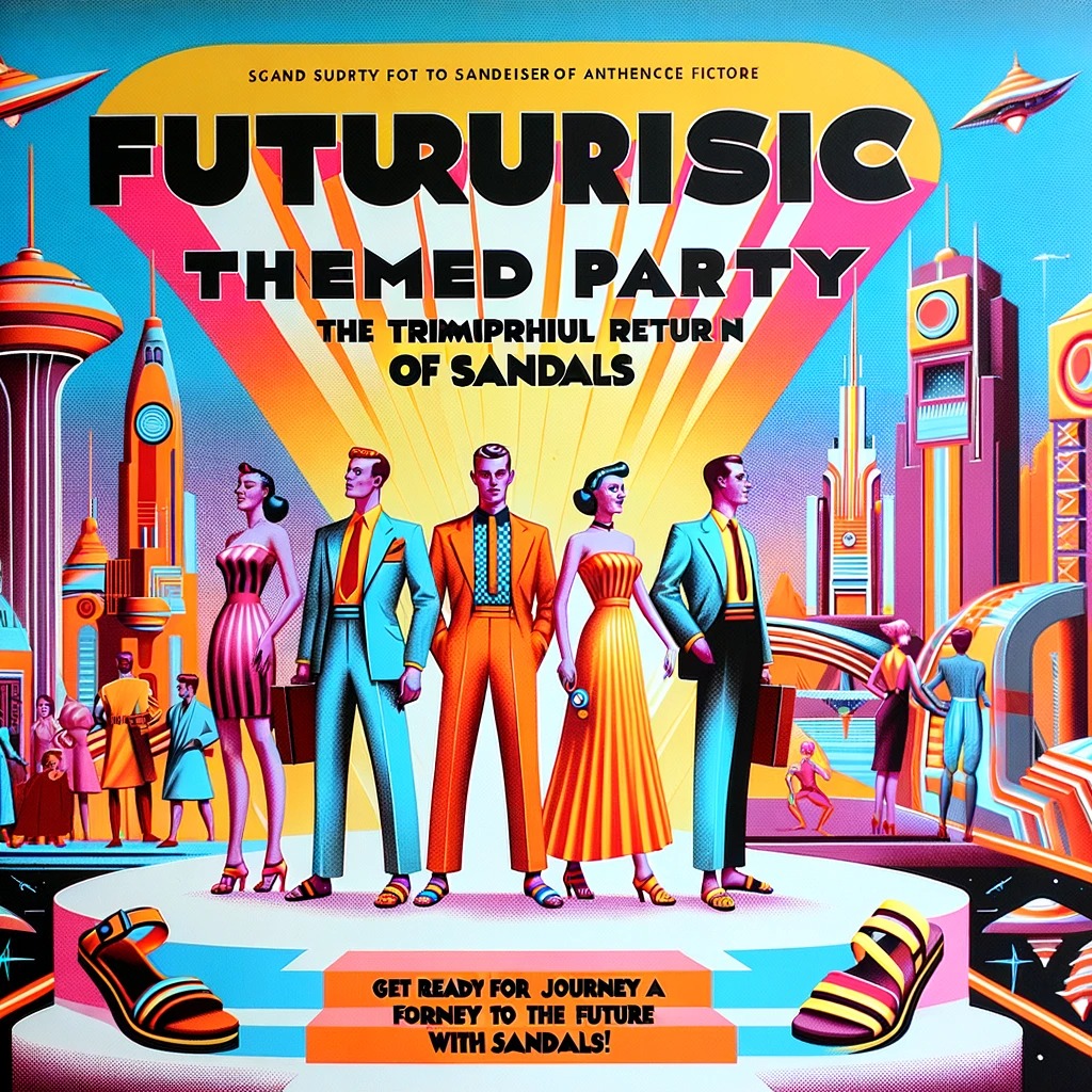 Fiesta Temática Futurista: El Regreso Triunfal de las Sandalias. ¡Prepárate para un Viaje al Futuro con Sandalias!
